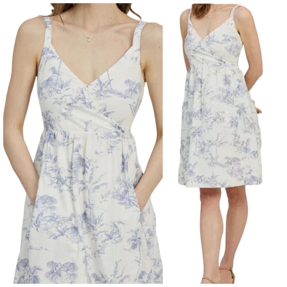 FAT FACE White/Blue Flamingo Pattern HEIDI Summer Sun Dress Sz 8 NWT
